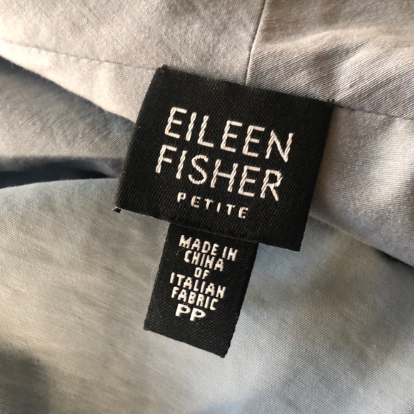 Eileen Fisher Cotton Long Jacket Zip‎ Up Blue Italian Collar - Picture 7 of 9